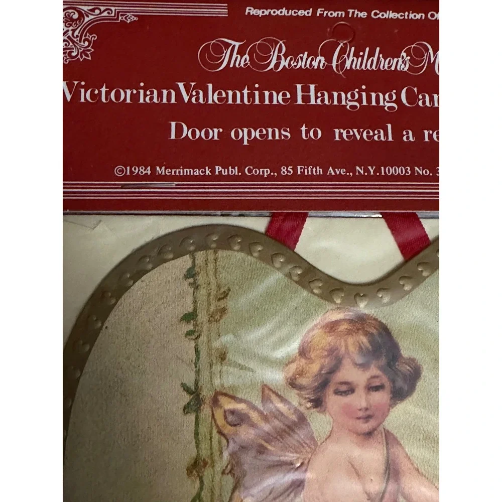 1984 Merrimack Victorian Valentine Hanging Card Cherub Angel Boston Museum New